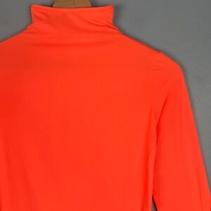 Skims Women's Large Neon Orange Long Sleeve Turtleneck Shirt Top Stretch Soft